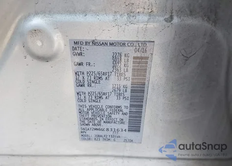 2016 Nissan Rogue S z USA, uszkodzony, nr VIN 5N1AT2MN6GC831634